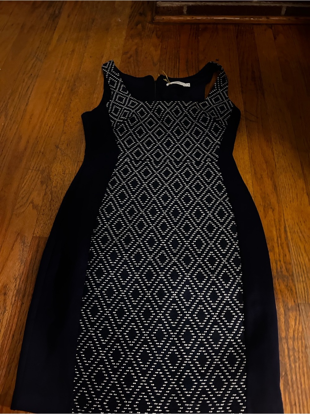 Bailey 44 Black and White Geometric Midi Sheath Dress